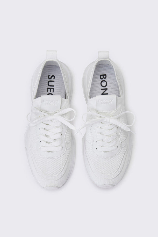 SUECOMMA BONNIE Leather patch knit sneakers(white)  DG4DS24003WHT 3