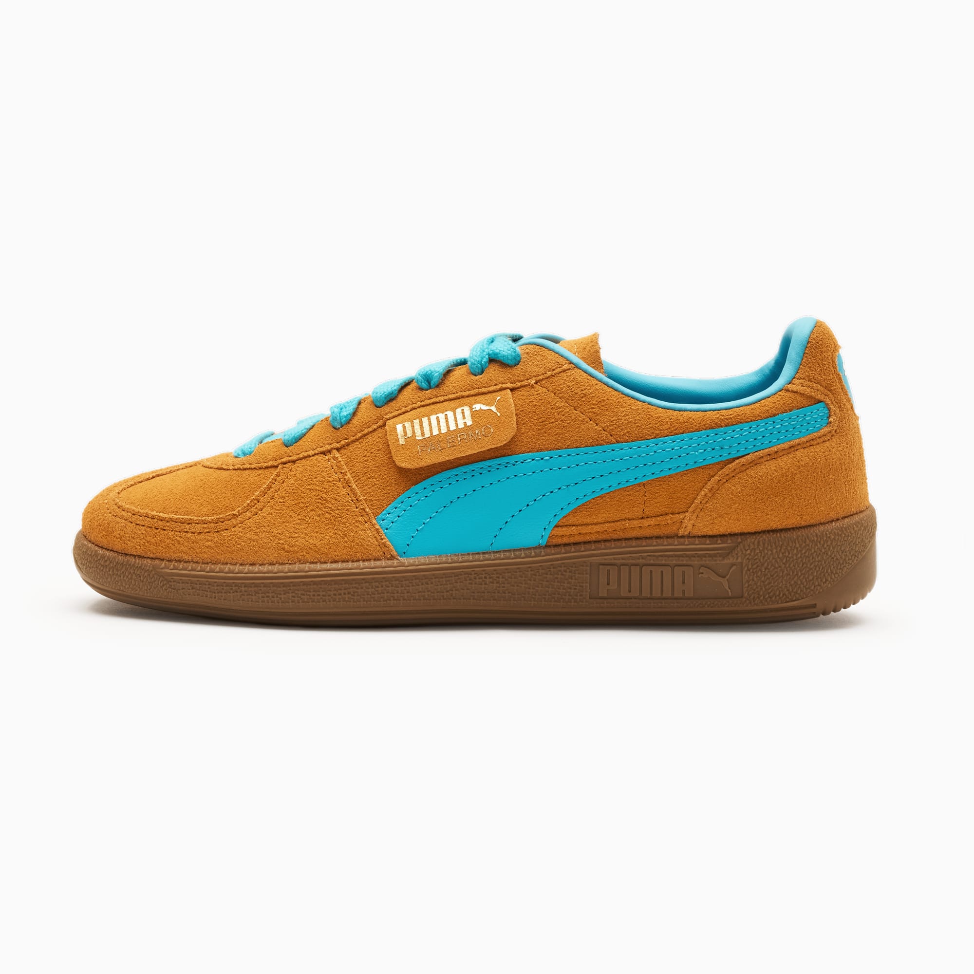 PUMA Palermo Sneakers 396463_13 Dark Cheddar-Bright Aqua-PUMA Gold 3