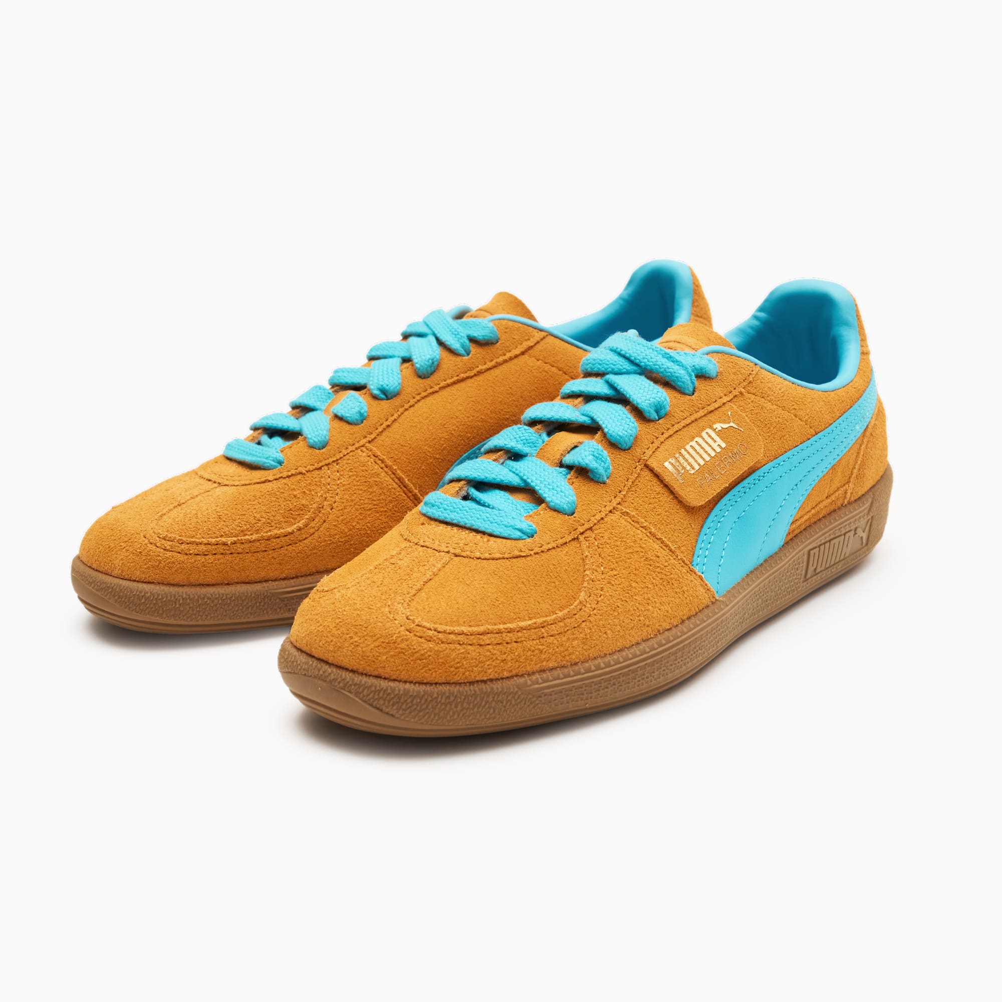 PUMA Palermo Sneakers 396463_13 Dark Cheddar-Bright Aqua-PUMA Gold 2