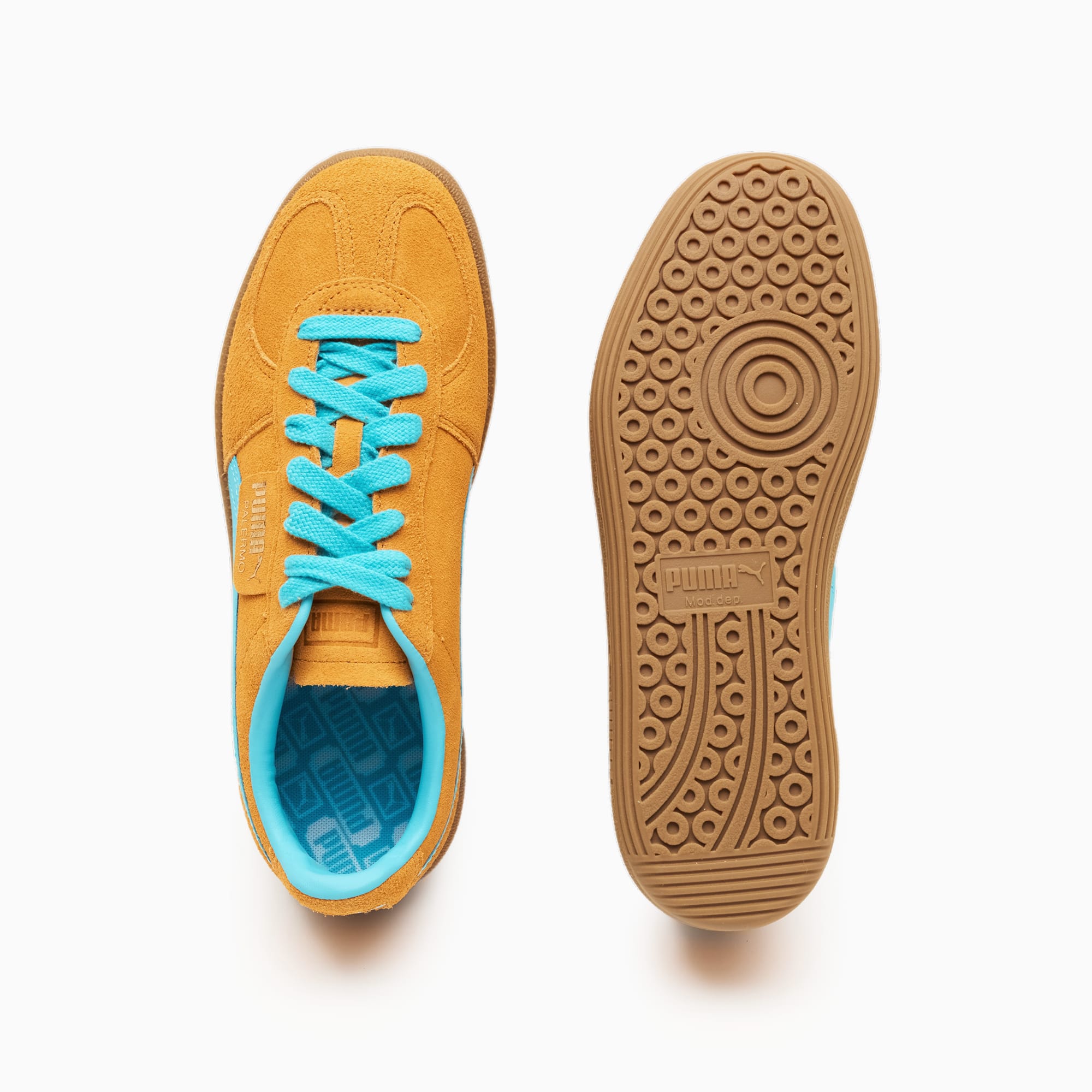 PUMA Palermo Sneakers 396463_13 Dark Cheddar-Bright Aqua-PUMA Gold 5