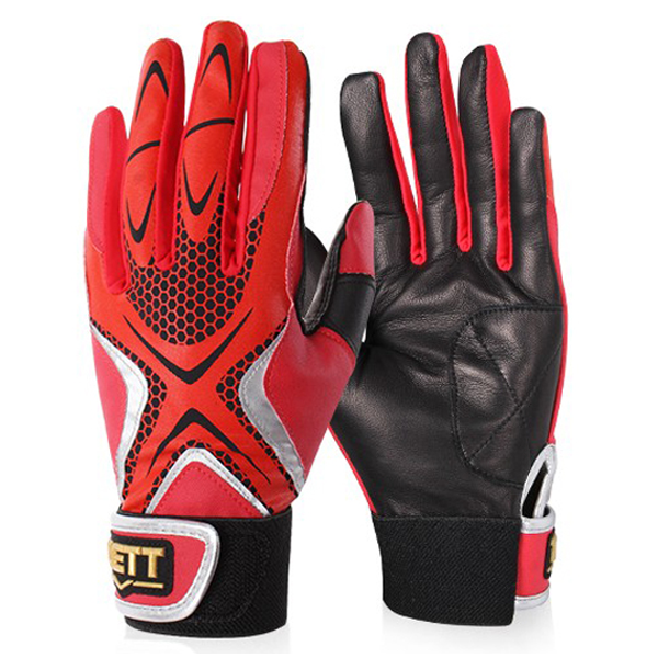 ZETT Simple Batting Gloves (Black & Red)