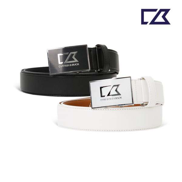 Cutter & Buck Men's Square Logo Belt Black/White