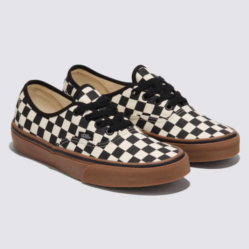 Vans Authentic Checkerboard GumSole Sneakers Black/White/Gum VN0004MKIBB