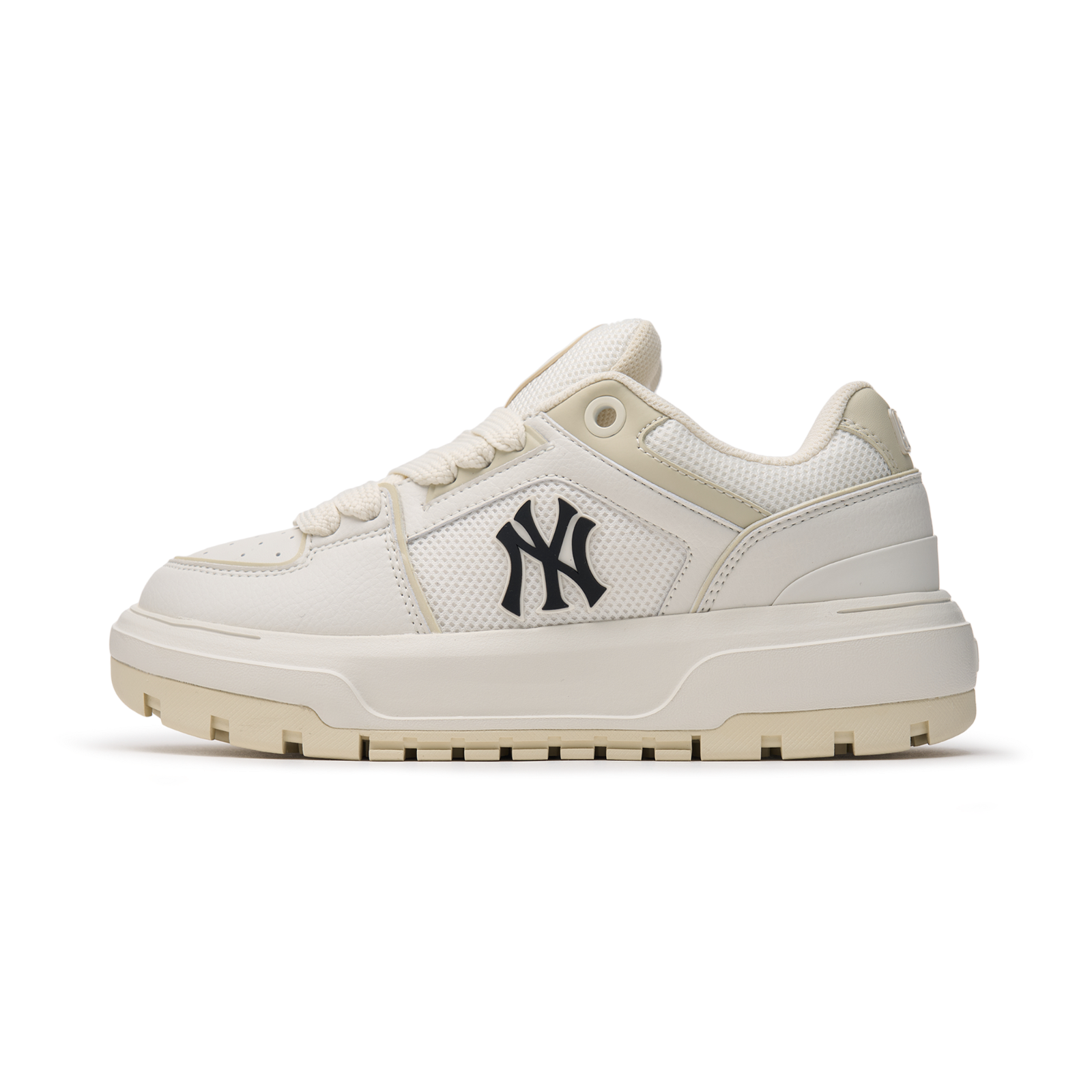 MLB Chunky Liner Wide New York Yankees Sneakers NY Logo Shoes Cream