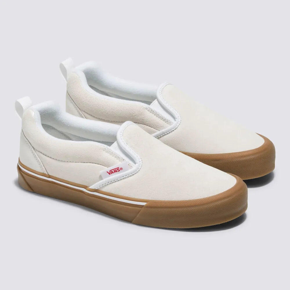 Vans Knu Slip-on Skate Shoes Suede Sneakers White/Gum Sole VN0009QDWHT 2