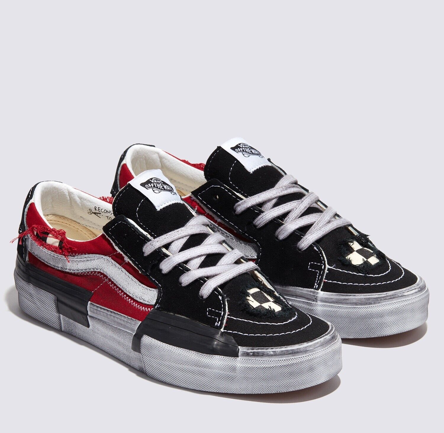 Vans Stressed Check Reconstruct SK8-Low Skate Sneakers Red VN0009QS458 US 4-13