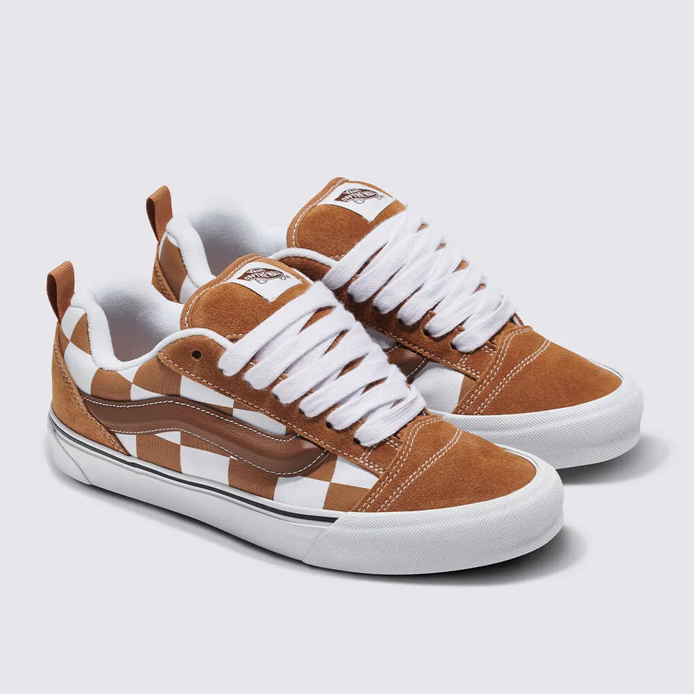 Vans Mega Check Knu Skool Skate Sneakers Shoes Brown/White VN000CRPBRO 2