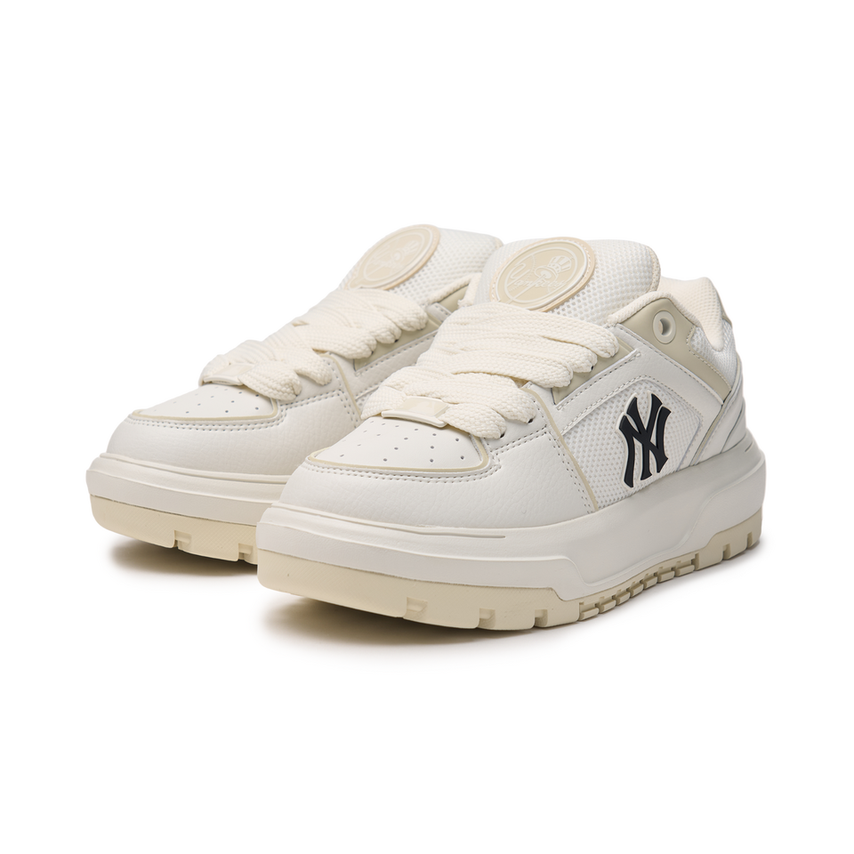 MLB Chunky Liner Wide New York Yankees Sneakers NY Logo Shoes Cream 3