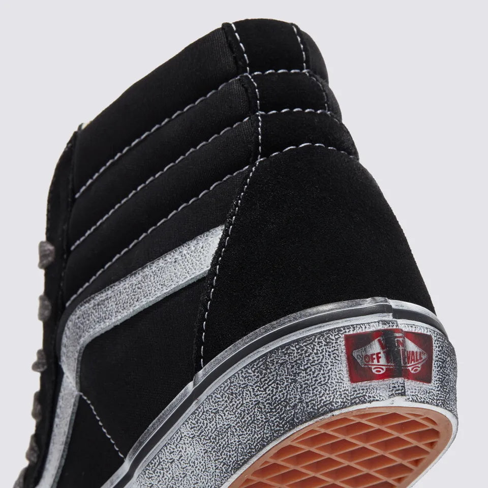 Vans Stressed SK8-Hi Skate Sneakers Shoes Black/White VN0007NSMCG