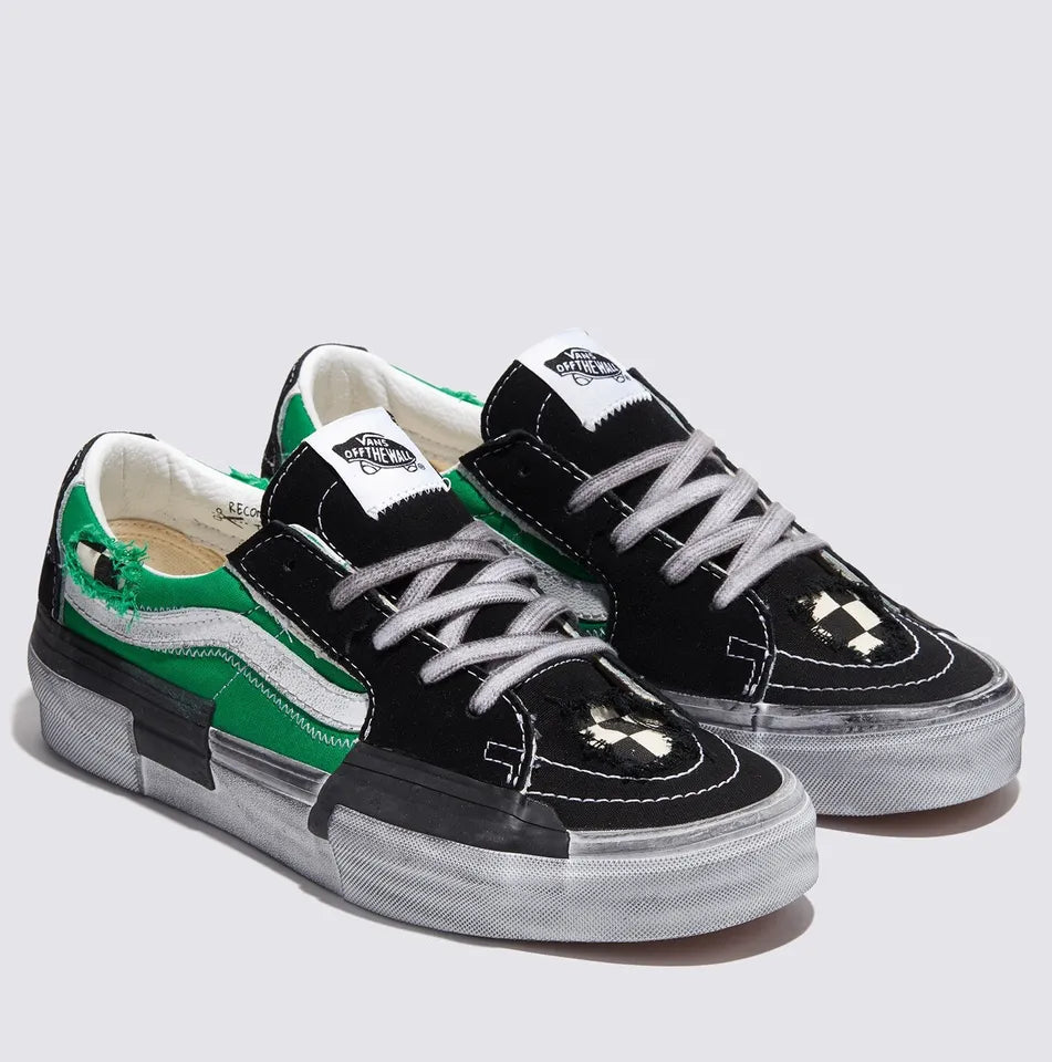 Vans Stressed Check Reconstruct SK8-Low Skate Sneakers Green VN0009QSYJ7 2