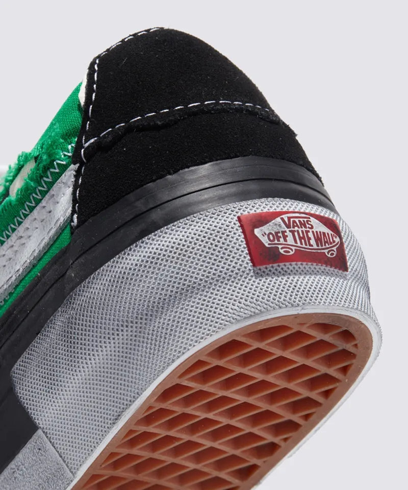 Vans Stressed Check Reconstruct SK8-Low Skate Sneakers Green VN0009QSYJ7 6