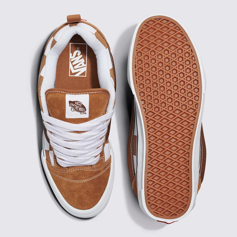 Vans Mega Check Knu Skool Skate Sneakers Shoes Brown/White VN000CRPBRO 3