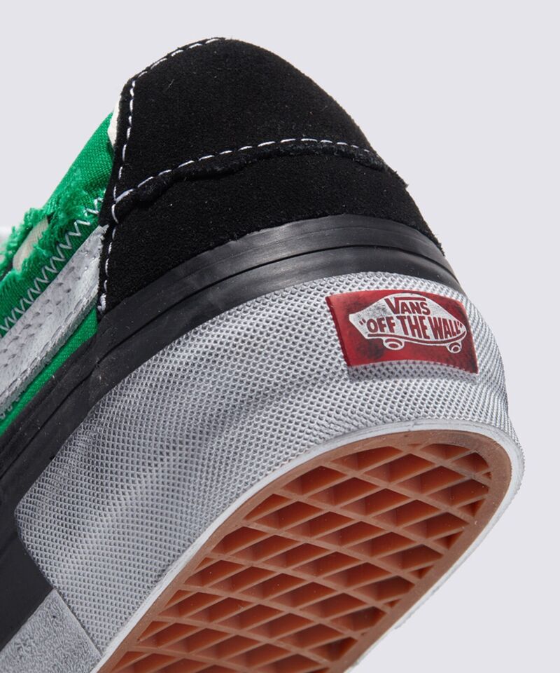 Vans Stressed Check Reconstruct SK8-Low Skate Sneakers Green VN0009QSYJ7 US 4-13 6