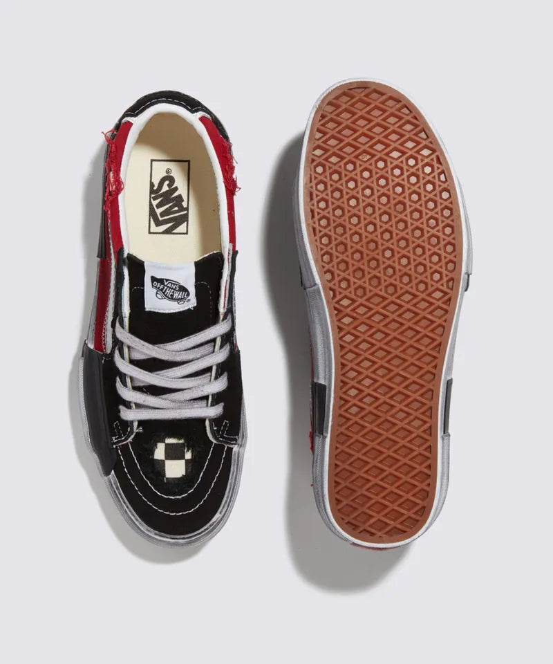 Vans Stressed Check Reconstruct SK8-Low Skate Sneakers Red VN0009QS458 2