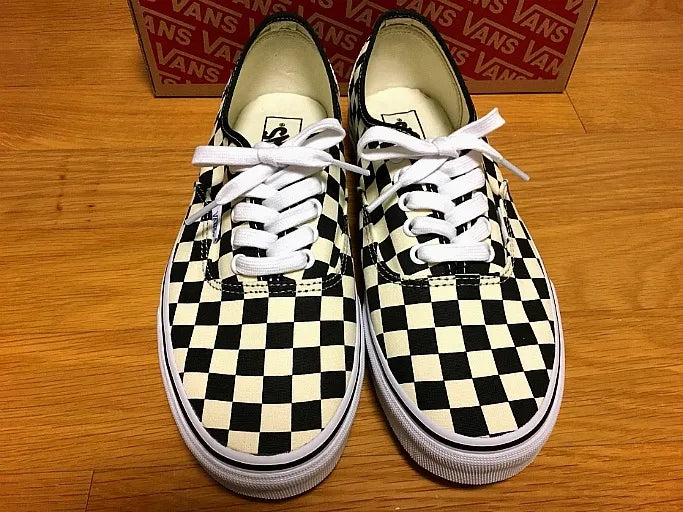 Vans Authentic Golden Coast Checkerboard Shoes Sneakers Black/White 6