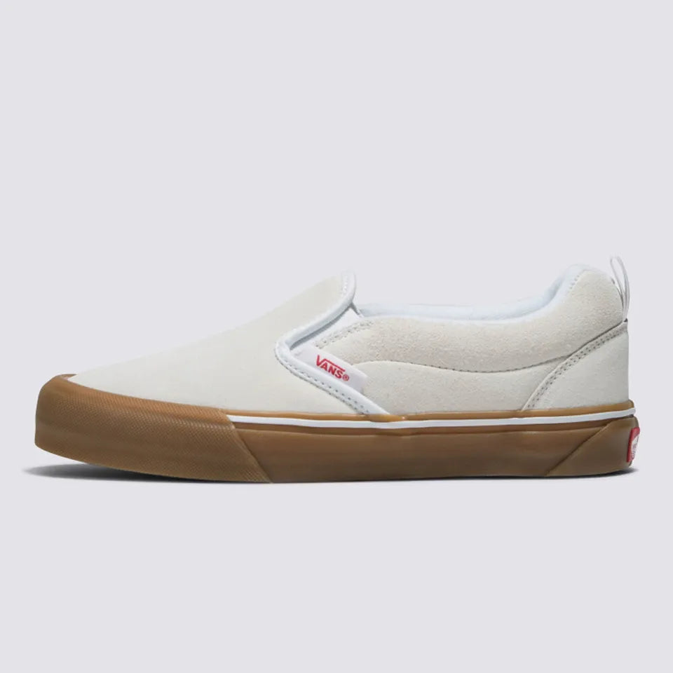 Vans Knu Slip-on Skate Shoes Suede Sneakers White/Gum Sole VN0009QDWHT