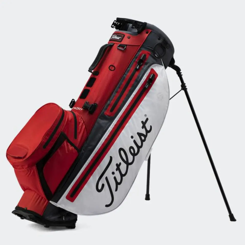 Titleist Players 4 Plus StaDry Stand Bag White/Red/Charcoal Color Authentic