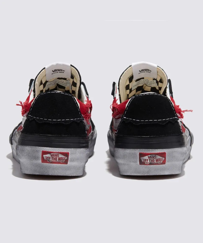 Vans Stressed Check Reconstruct SK8-Low Skate Sneakers Red VN0009QS458 3