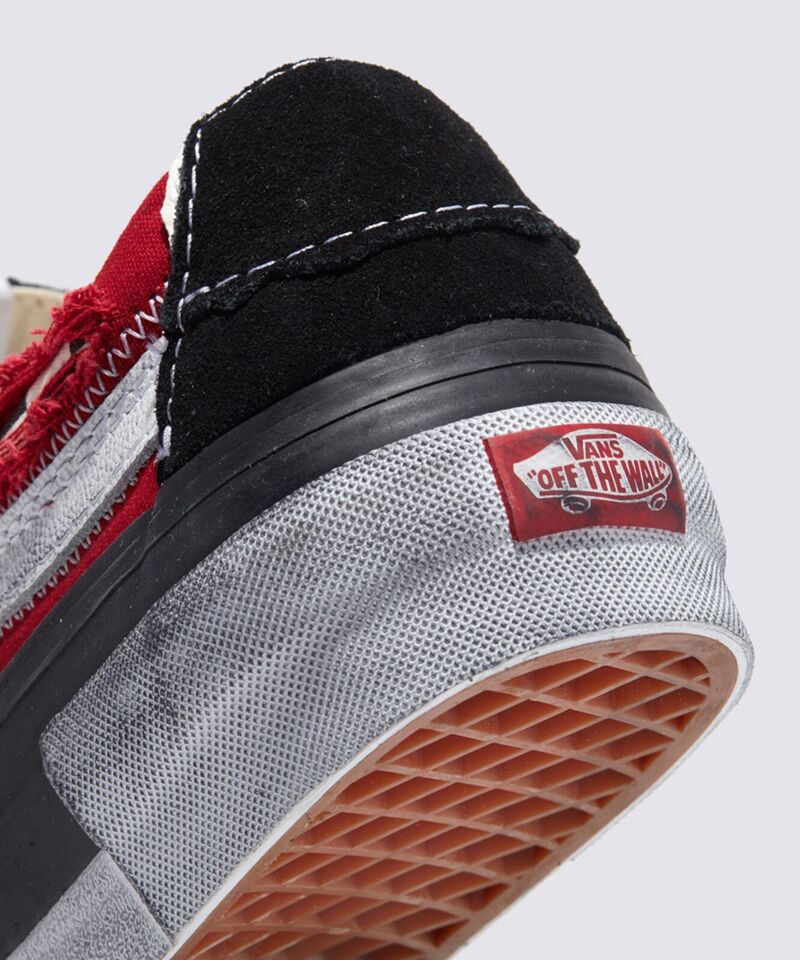 Vans Stressed Check Reconstruct SK8-Low Skate Sneakers Red VN0009QS458 US 4-13 5