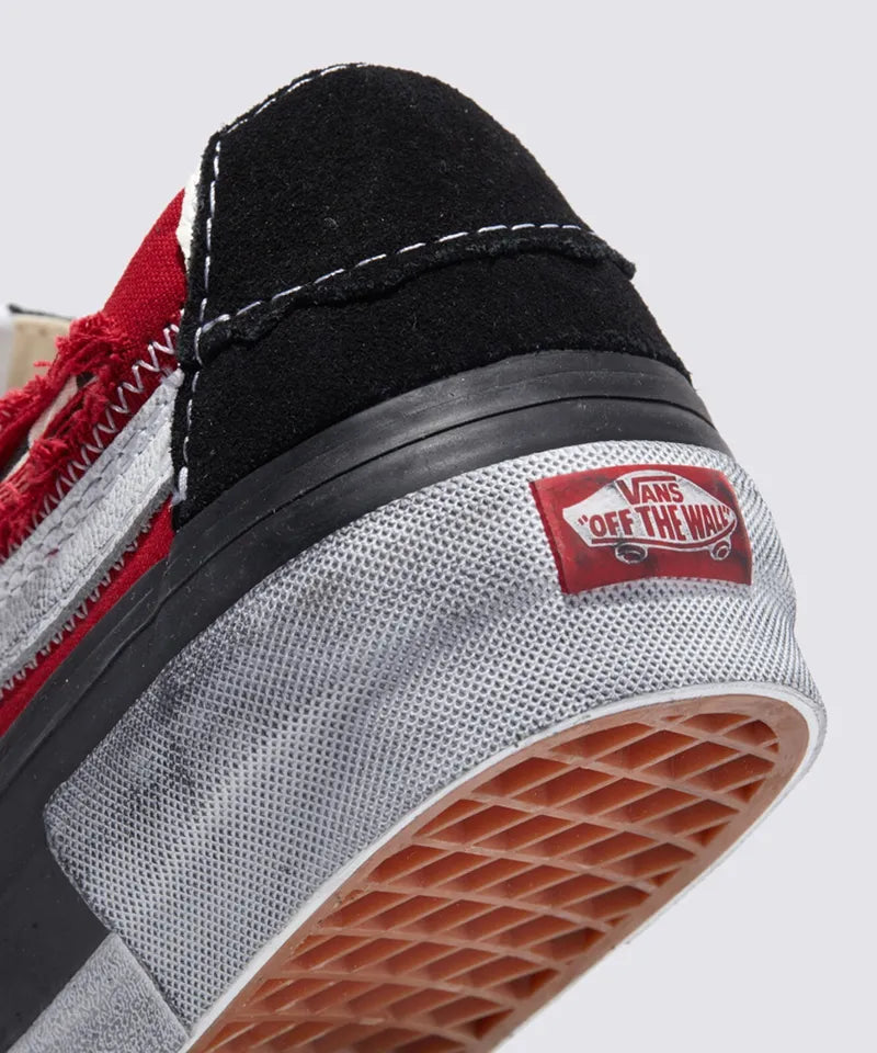 Vans Stressed Check Reconstruct SK8-Low Skate Sneakers Red VN0009QS458 5